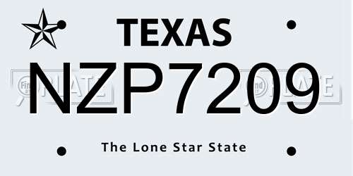 NZP7209 Texas License Plate