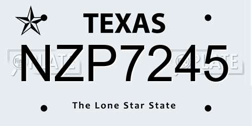 NZP7245 Texas License Plate