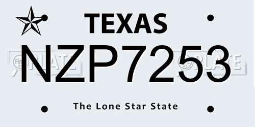 NZP7253 Texas License Plate