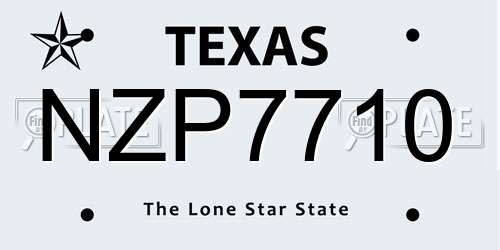 NZP7710 Texas License Plate