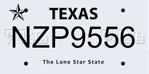 NZP9556 Texas License Plate