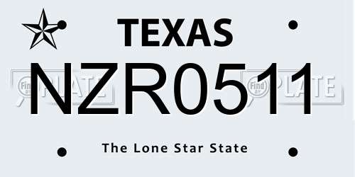 NZR0511 Texas License Plate