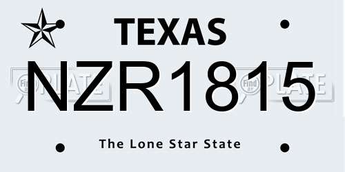NZR1815 Texas License Plate