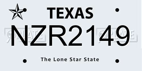NZR2149 Texas License Plate