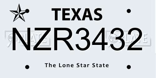 NZR3432 Texas License Plate