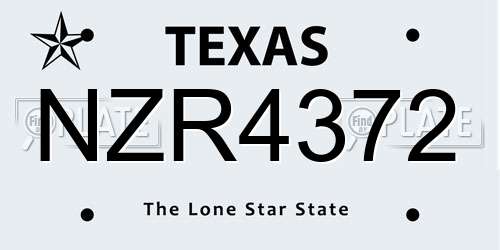 NZR4372 Texas License Plate