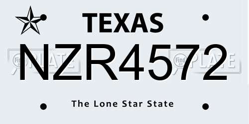 NZR4572 Texas License Plate