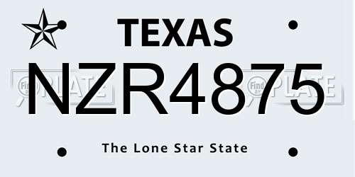 NZR4875 Texas License Plate