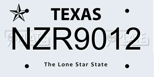 NZR9012 Texas License Plate