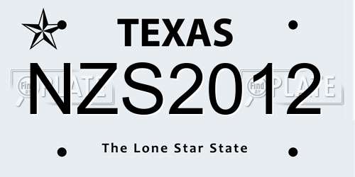 NZS2012 Texas License Plate