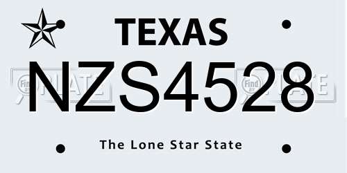 NZS4528 Texas License Plate