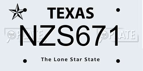 NZS671 Texas License Plate