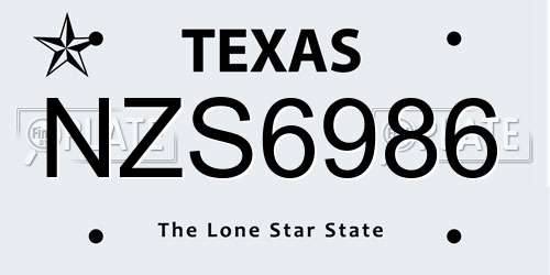 NZS6986 Texas License Plate