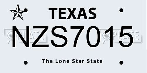 NZS7015 Texas License Plate
