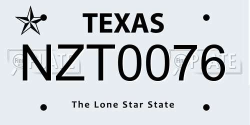 NZT0076 Texas License Plate