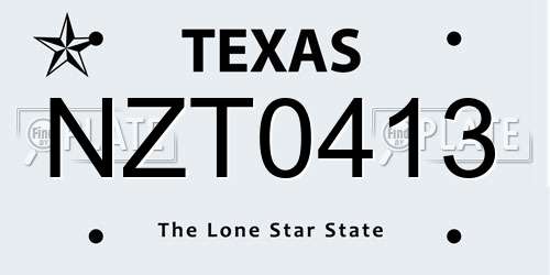 NZT0413 Texas License Plate