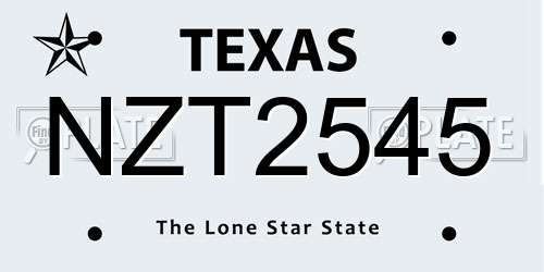 NZT2545 Texas License Plate