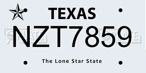 NZT7859 Texas License Plate