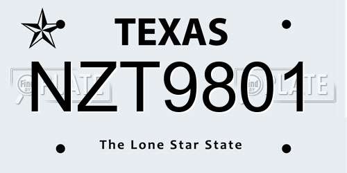 NZT9801 Texas License Plate