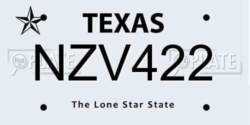 NZV422 Texas License Plate