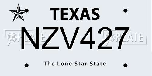 NZV427 Texas License Plate