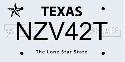 NZV42T Texas License Plate