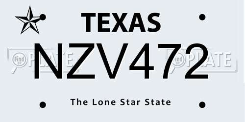NZV472 Texas License Plate