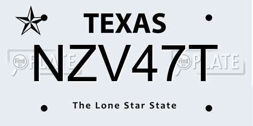 NZV47T Texas License Plate