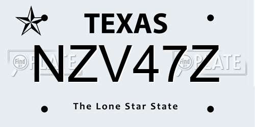 NZV47Z Texas License Plate