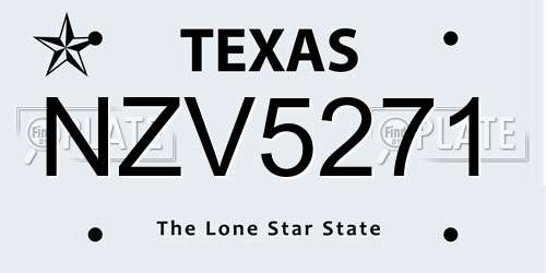 NZV5271 Texas License Plate