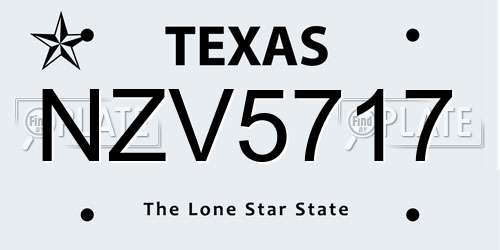 NZV5717 Texas License Plate