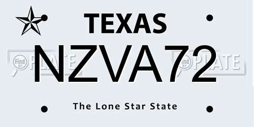 NZVA72 Texas License Plate