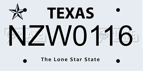 NZW0116 Texas License Plate