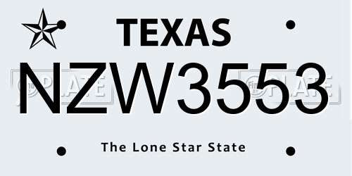 NZW3553 Texas License Plate