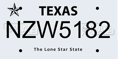 NZW5182 Texas License Plate