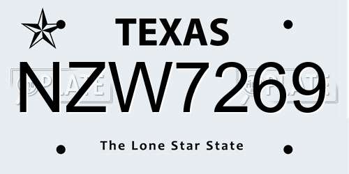 NZW7269 Texas License Plate