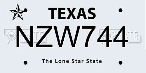 NZW744 Texas License Plate