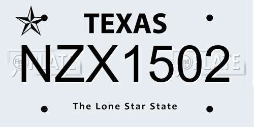 NZX1502 Texas License Plate