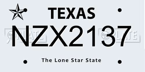 NZX2137 Texas License Plate