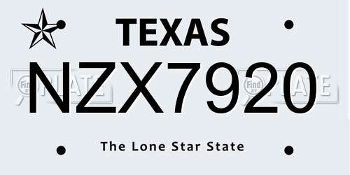 NZX7920 Texas License Plate
