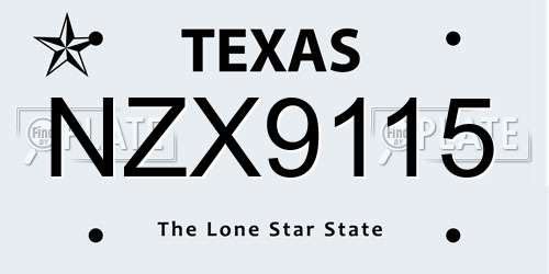 NZX9115 Texas License Plate