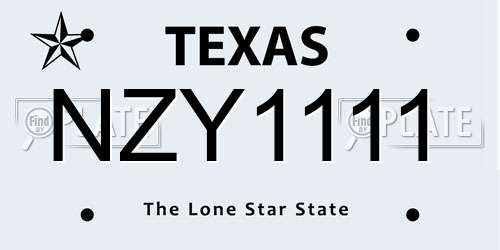 NZY1111 Texas License Plate