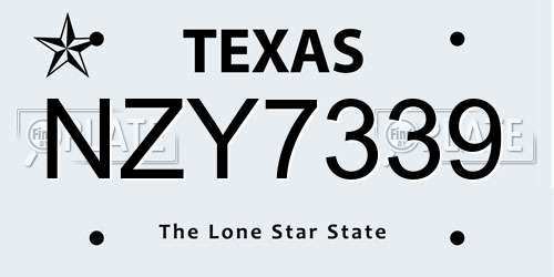 NZY7339 Texas License Plate