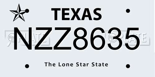 NZZ8635 Texas License Plate