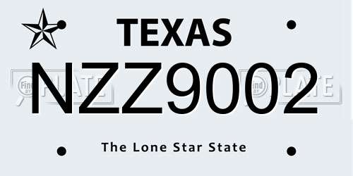 NZZ9002 Texas License Plate