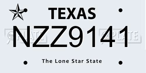 NZZ9141 Texas License Plate