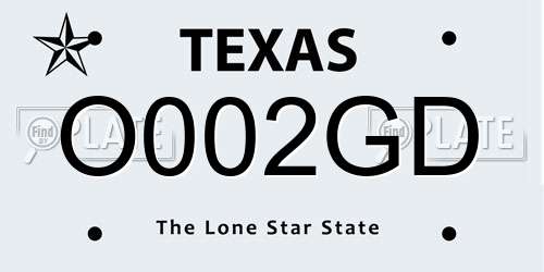 O002GD Texas License Plate