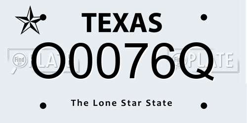 O0076Q Texas License Plate