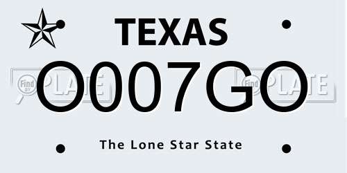 O007GO Texas License Plate