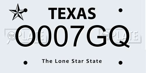 O007GQ Texas License Plate